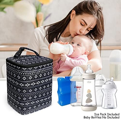 Торба За Ладилник за мајчино млеко Со Пакет Мраз Со Гел Вклучува-Изолирана Торба За Шише За Бебиња Одговара На 4 Големи Шишиња За Бебиња