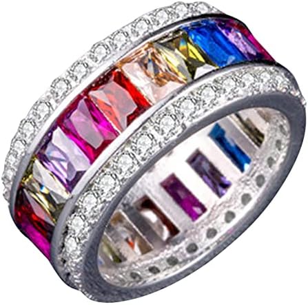 Ветувачки прстени за жени повеќе шарени цирконски венчални прстени прстен прстен женски едноставни додатоци за моден накит бохо