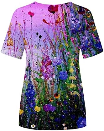 uikmnh женска кошула мека класи -манжетни цветни летни слатки кратки ракави екипаж обична кошула