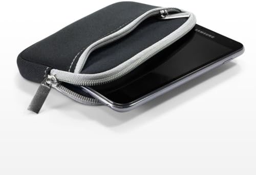 Case Boxwave Case за Samsung Galaxy A6 - Softsuit со џеб, мека торбичка Неопрена покриена ракав Зипер џеб за Samsung Galaxy A6 - Jet Black со сива трим