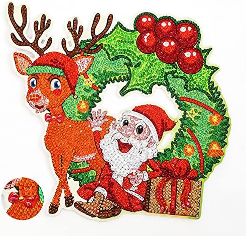 YeSAM ART DIY 5D Diamond Saftic Saftic Chit Speciation Special, Santa Claus Christmas Deer 23x23cm дијамантски уметнички венци мозаик занаетчиски