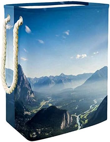 Маполо Перење Попречува Планински Пејзаж Сино Небо Преклоплива Ленена Корпа За Складирање Алишта Со Рачки Држачи Што Се Одвојуваат