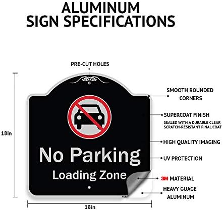 Знак на серија за дизајнери на ознаки - Нема камиони во автопатот со графички | Црна и сребрена 18 x 18 Алуминиумски знак со тешки мерачи | Заштитете