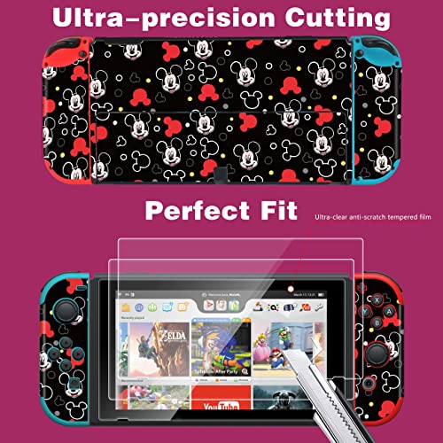 OQPA за Nintendo Switch OLED 2021 Skins налепници за девојчиња момчиња деца симпатични каваи цртани ликови дизајн забавни декорации со затегнати стаклени екран за заштита на стак?