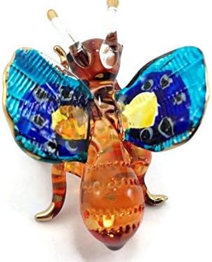 2 долга стакло од пчела разнесена фигурина инсекти колекционерски кристална рака боја насликани животни куклиња реплика минијатурни