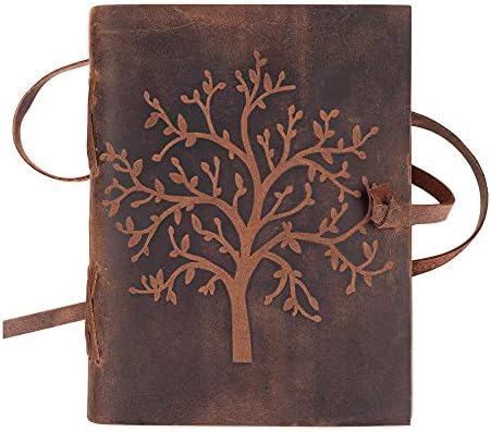 Кожено весник дрво на животот - Оригинални кожни тетратки за жени - Прекрасно списание со врежано дрво - празно рачно изработена хартија -