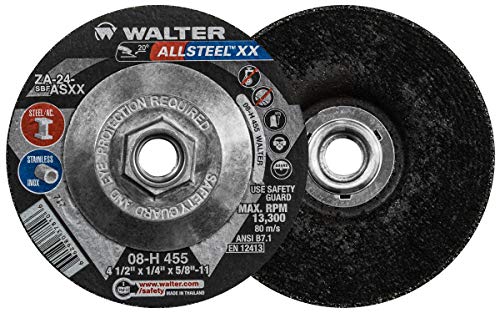 Волтер 08H905 AllSteel XX Исклучително тркало за мелење-[Пакет од 10] А-24-оски за оска, 9 in. Абразивно тркало од алуминиум оксид.