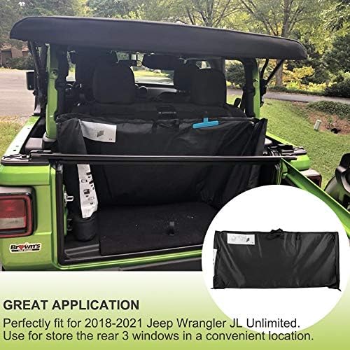 [Верзија за надградба] Торба за складирање на меки врвни прозорец се вклопува за 2018 2019 2020 2021 Jeep Wrangler JL JLU Sports Sahara Freedom Rubicon Unlimited 2 врата и 4 врата Заменете го OEM 68358392AC