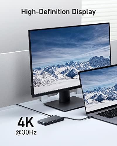 ANKER USB C Центар, 552 USB-C Центар СО 100w Испорака На енергија, 4K@30hz HDMI, 4 USB-C и USB-Податочни Порти, Ethernet и SD/microSD