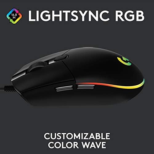 Logitech G102 Light Sync Gaming Gaming Жичен Глушец Со Прилагодливо RGB Осветлување, 6 Програмабилни Копчиња, Сензор За Одделение За Игри, 8 k