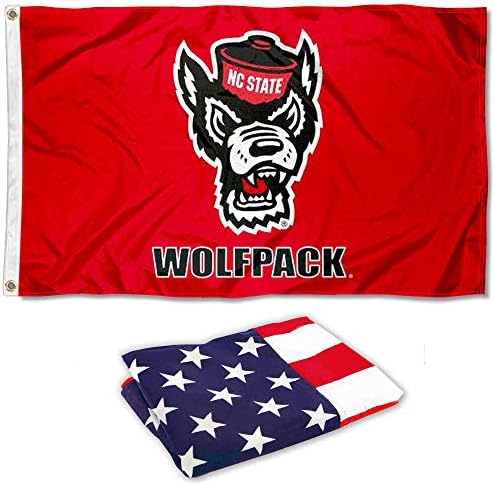 NC State Wolf Logo Lago и Set Set Flage Flag