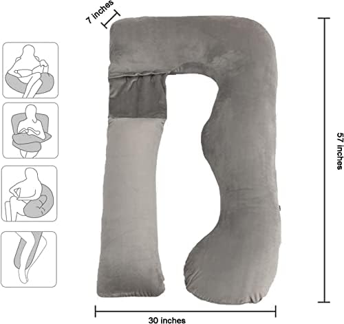 Јуантинска перница за бременост, во облик на целото тело перници за породилно поддршка за спиење со кадифена обвивка, за бремена жена 53 инчи