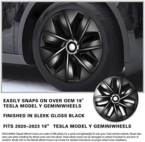 Покрив со висока раст на тркалото за моделот Tesla y Matte Black Hubcap 19 инчен ABS тркало опфаќа замена на Hubcaps
