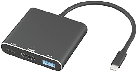 SIVXNEM USB C до HDMI адаптер Thunderbolt 3 до hdmi 4k@30hz+pd3.0 65W+USB3.0 USB-C дигитален AV MultiPort адаптер компатибилен со MacBook Pro/MacBook Air/iPad Pro/Switch/Samsung Galaxy S8-S21