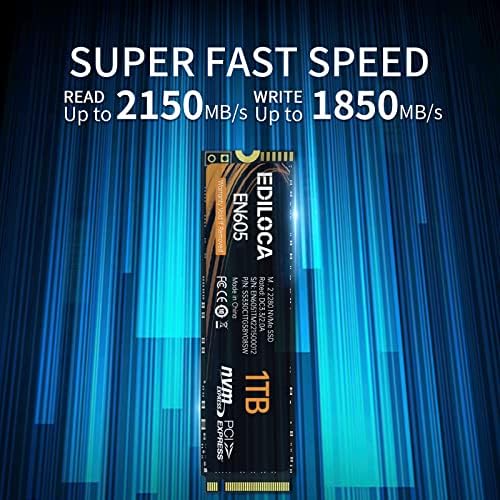 Едилока ЕН605 1тб М.2 ССД, Нвме1. 3 PCIe Gen3 x4 SSD Внатрешен Хард Диск, М. 2 2280-Брзина На Читање/Запишување До 2150/1850 MB/s-Внатрешен