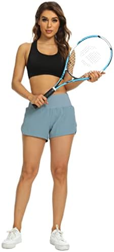 Шорцеви за трчање на хаудинд за жени со џебови засилени атлетски спортски панталони Брзи суви салата за вежбање со шорцеви со лагер