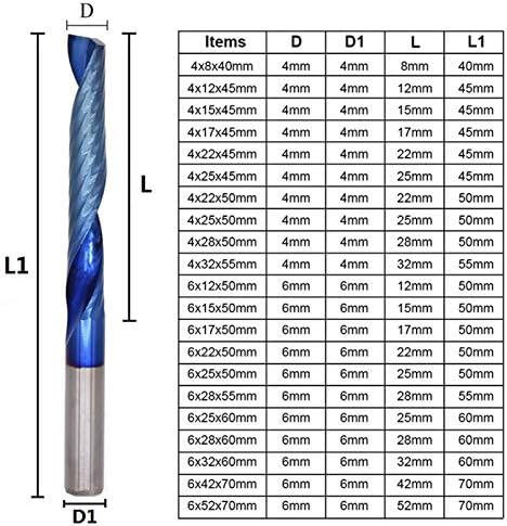 DllTec Qinlu-CNC рутер битови 4/6mm Shank 1 Flute End Mill Mill Mill, Bit Bit, CNC рутер, единечен секач за мелење на мелење на мелење на мелење