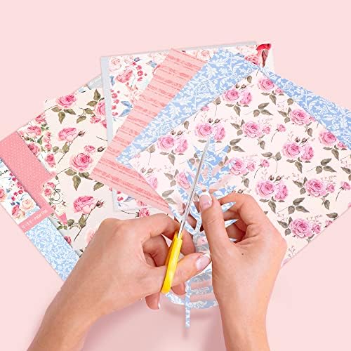 Вондиу картонска хартија подлога 6 x6 инчи, розови спомени прекрасна градина цветни пролетни пролетни теми за струја, еднострани обрасци за