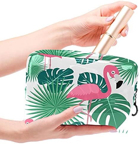 Фламинго Тропска Палма Џунгла Монстера Остава Шминка Торба Патент Торбичка Патување Козметички Организатор За Жени И Девојки