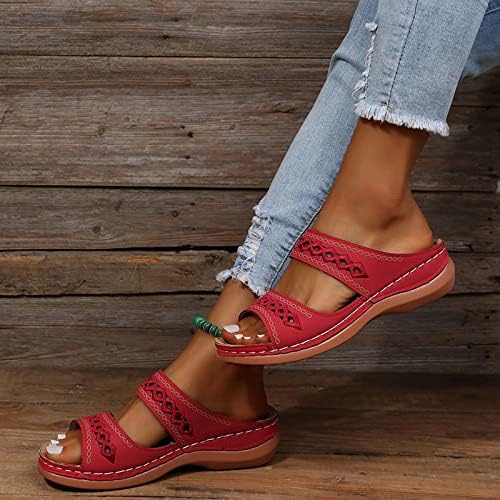 Женски папучи гроздобер шупливо излегување на слајдови чевли удобност дебели дами дами обични флип -апостолки сандали на плажа