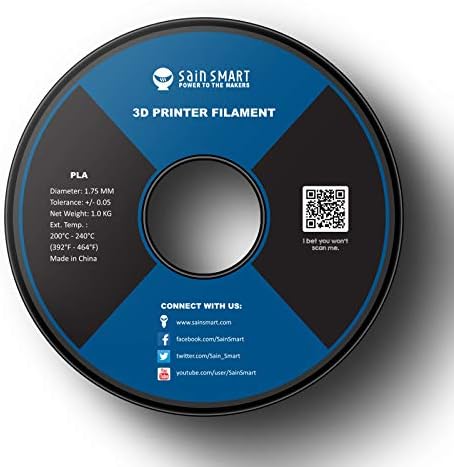 Sainsmart PLA 3D филамент за печатач, цврстина подобрена PLA, димензионална точност +/- 0,03 mm, 1 кг лажица, 1,75 mm, бело
