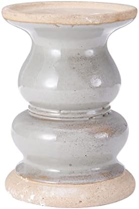 Елементи 4.61x4.61x7.09 инчи сива керамичка свеќа, лесно потресена завршница, за употреба со 3x3 инчи без запалена или восочна свеќа