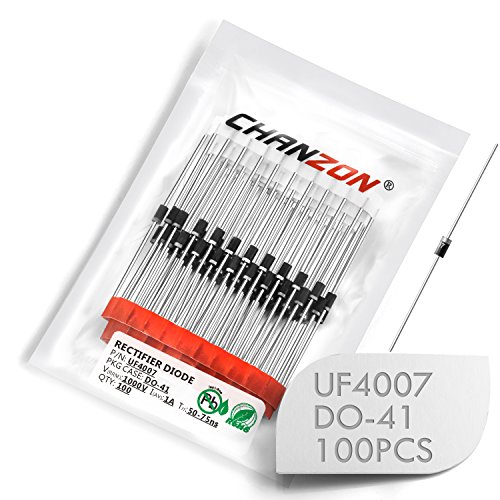 Chanzon UF4007 Ultra Fast Recovery Rectifier Diode 1A 1000V 50-75NS DO-41 Аксијален 1 засилувач 1000 Волт Електронски диоди