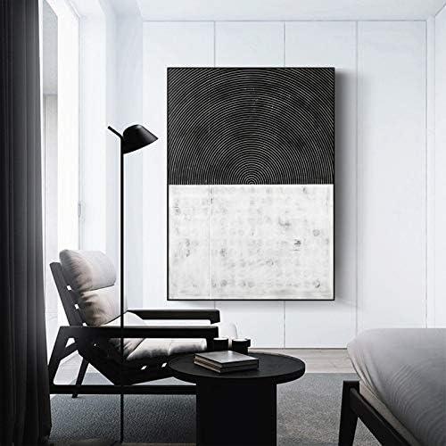 Рачно насликано масло сликарство на платно - модерни апстрактни црно -бели линии текстура масло сликарство wallидни уметнички