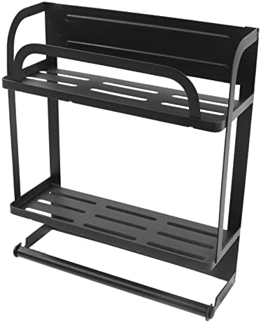 Nally Magnetic Spice Rack Double Layer, инсталација на адсорпција, одвојлив дизајн, класична полица за фрижидер со црно железо, 35 фунти
