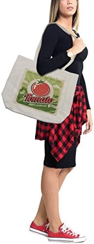 Ambesonne гроздобер торба за купување, гроздобер постер за домати со антички печатење хартија во современ графички дизајн, еколошка торба за