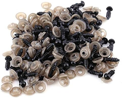 100 парчиња црна пластична кукла за безбедност на кукли за миење садови за мечеви со мечка играчки полнети капчиња за занаети за занаетчиски очи