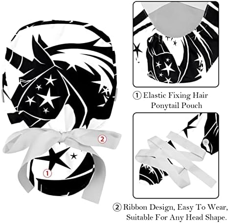 2 парчиња тетоважа на еднорог со глава со starsвезди кои работат капа буфантна капа со една големина мулти -боја