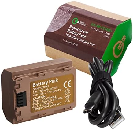 Зелена екстремна NP-FZ100 за полнење на литиум-јонски батерии за Sony камери со порта за полнење со USB C, 7.2V 2250mAh,
