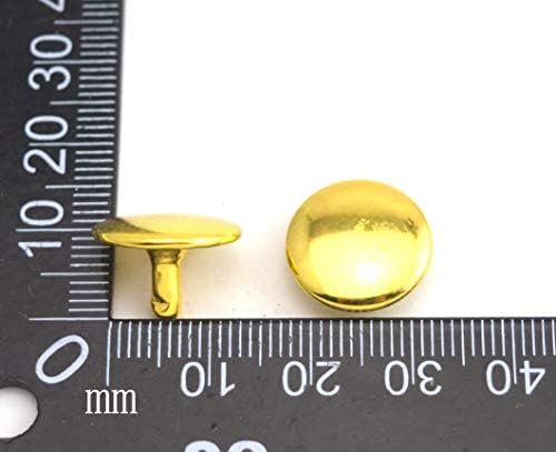 Wuuycoky златно двојно капаче кожени кожни тубуларни метални столпчиња капа 12мм и пост 12мм пакет од 40 комплети