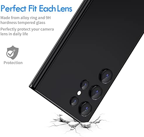 XFILM [3+2PCS] Заштитник на леќи за камера за Samsung Galaxy S22 Ultra само, 9H со калено стаклена камера за заштита на екранот со метален