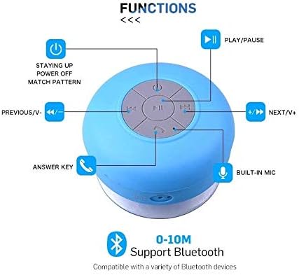 Bluetooth водоотпорен преносен преносен HD звучник за туширање, звучникот за вградување и приложената чаша за вшмукување, 4 часа за играње