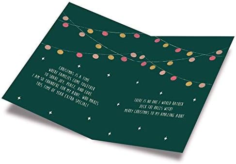 Божиќна картичка за тетка | Направено во Америка | Еко-пријателски | Дебела картичка со врвен плик 5in x 7.75in | Спакувано во заштитна пошта | Премиер честитки