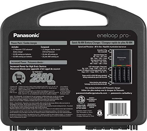 Panasonic K-KJ55KHC66A eneloop pro Батерии За Полнење Со Висок Капацитет Пакет За Напојување 6AA, 6AAA, 4 Часовен Полнач За Батерии и Пластична