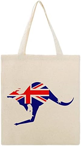 Кенгур австралиско знаме платно торба со лесна намирници за намирници за намирници за намирници Персонализиран печатен подарок за жени мажи 15х16