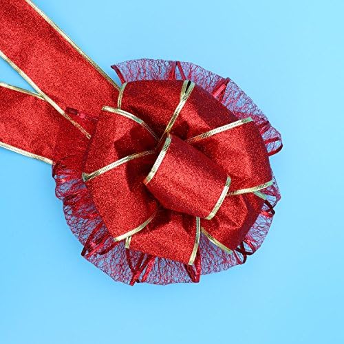 Pretyzoom црвен венец лакови за елки за новогодишно ракување со лак за двојно слој Божиќна кутија букет забава за забава