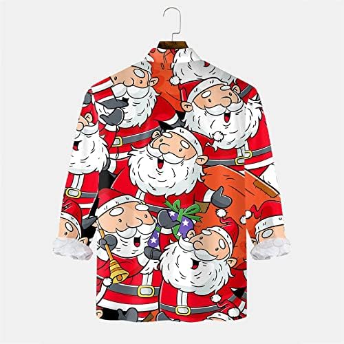 Копчиња за долги ракави на Божиќни маж, xxbr Божиќни кошули, Божиќни смешни Дедо Мраз, печатено куглање кошула, дизајнер на забави,