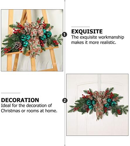 Pretyzoom Божиќни украси за бери борови конуси со сјајни топка и украс за рустикална лента за домашна елка празничка wallидна врата DIY