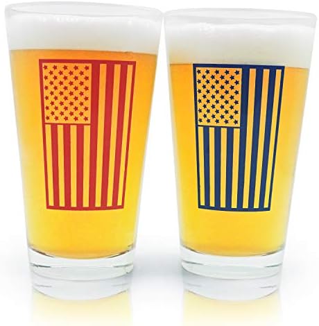 Американско Знаме Пинт Пиво Очила Подарок Сет | Совршено Стакло Како Божиќен Подарок, Денот На Ветераните, Денот На Таткото, 4 јули