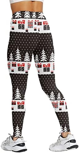 Грди Божиќни хеланки со високи половини за жени плус хеланки со големина Елк елени за кревање атлетски салата фитнес јога панталони