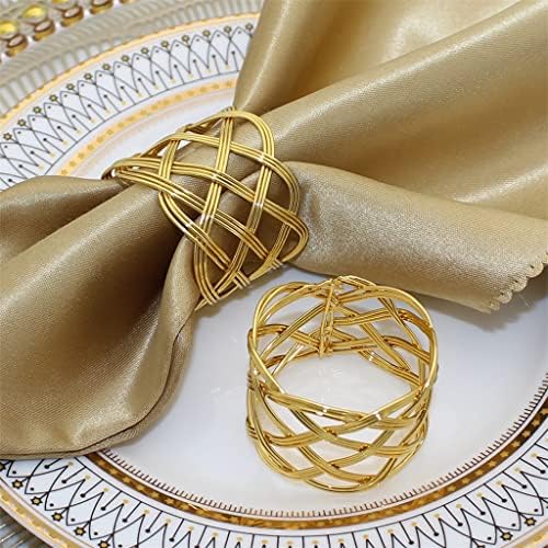 Дуба златна салфетка прстени метал пресврт сервис држач за салфетка прстен за свадби вечера банкет вклучена маса декор