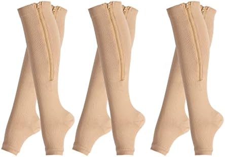 Леостеп Патент Компресија Чорапи Без Прсти, Долг Отворен Притисок На Прстите Колено Висока Поддршка За Порибување На Нозете И Мускулите