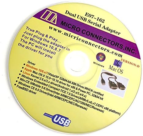Micro Connectors, Inc. Приклучи и пуштајте USB на двојниот сериски адаптер DB9 Windows 10/ Win 8/7/ XP/ Vista/ Mac