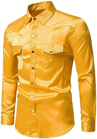 Кошули за фустани за машка модна цврста забава блуза врвови спортски ленти џеб со долг ракав, прилепат кардиган кошула