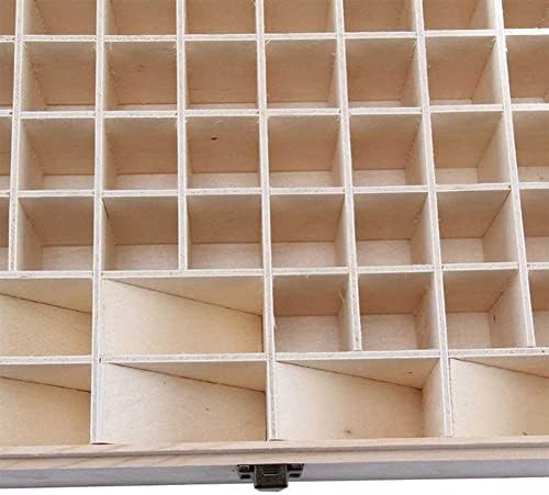 Кутија за складирање на есенцијални масла Laleo, 74 слотови Дрвени есенцијално масло Организатор на држач за екранот за приказ - чувајте
