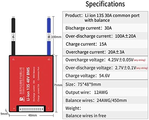 Daly BMS 13S 48V 30A Li-Iон модул за заштита на батерии PCB PCB заштита со баланс води BMS за 18650 батерии 48V